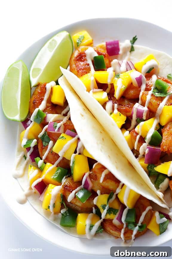 Flavorful and Easy Mango Shrimp Tacos - perfect for a quick dinner!