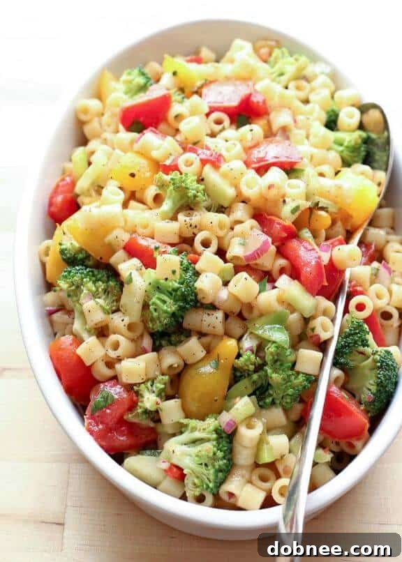 Marinated Vegetable Pasta Salad recipe from Barefeet in the Kitchen, packed with fresh veggies