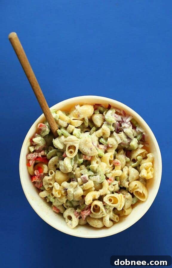 Vegan Macaroni Salad recipe by Minimalist Baker, a healthy plant-based option