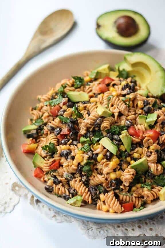 Healthy Southwest Pasta Salad with Chipotle-Lime Greek Yogurt Dressing from Ambitious Kitchen