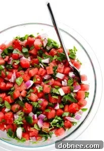 Delicious Watermelon Salsa in a bowl with fresh ingredients