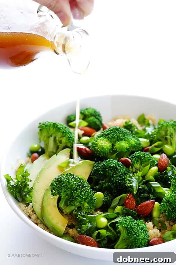 Easy Superfood Quinoa Bowl -- full of delicious superfoods, and topped with almonds and a sesame vinaigrette | gimmesomeoven.com