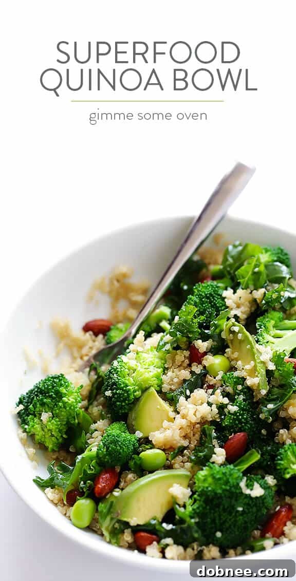 Easy Superfood Quinoa Bowl -- full of delicious superfoods, and topped with almonds and a sesame vinaigrette | gimmesomeoven.com