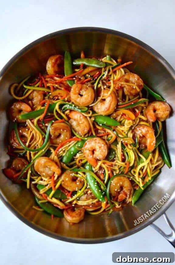 Asian Zucchini Noodle Stir-Fry with Shrimp - quick and flavorful