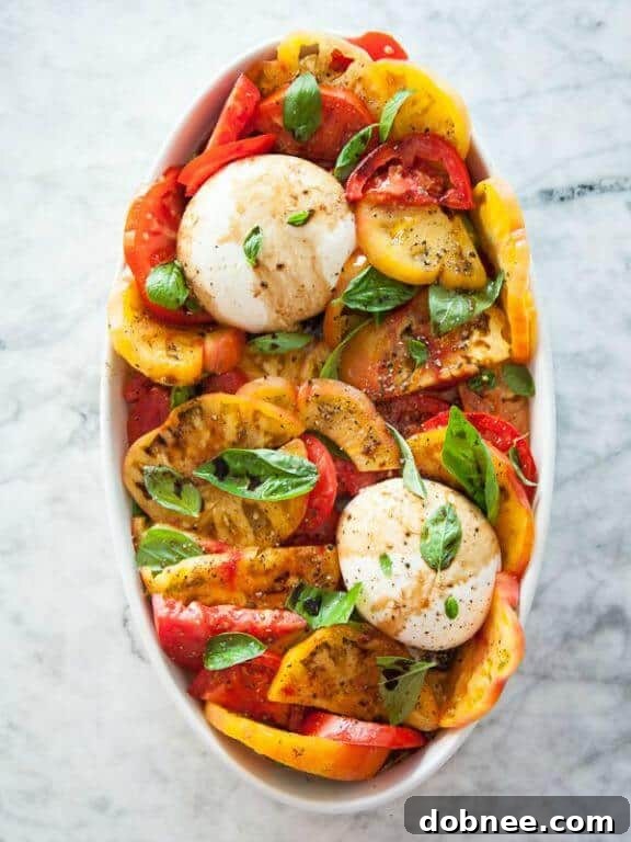 Burrata and Heirloom Tomato Caprese Salad - a simple yet elegant summer salad.