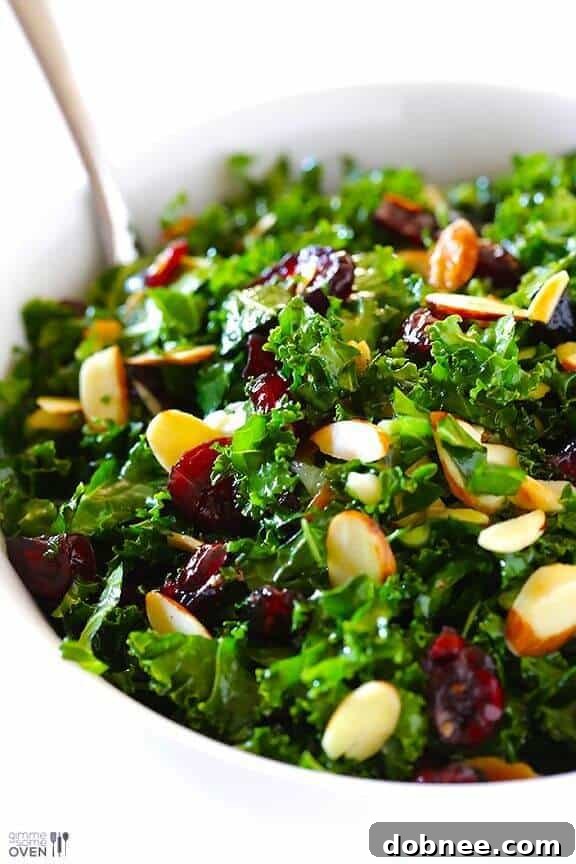 Kale Salad with Warm Cranberry Vinaigrette | gimmesomeoven.com