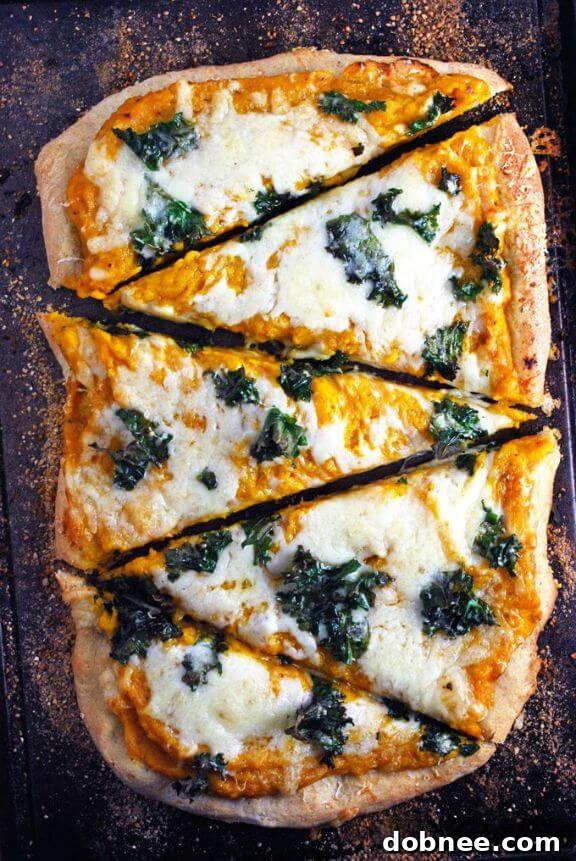 Butternut Squash and Kale Pizza | theliveinkitchen.com