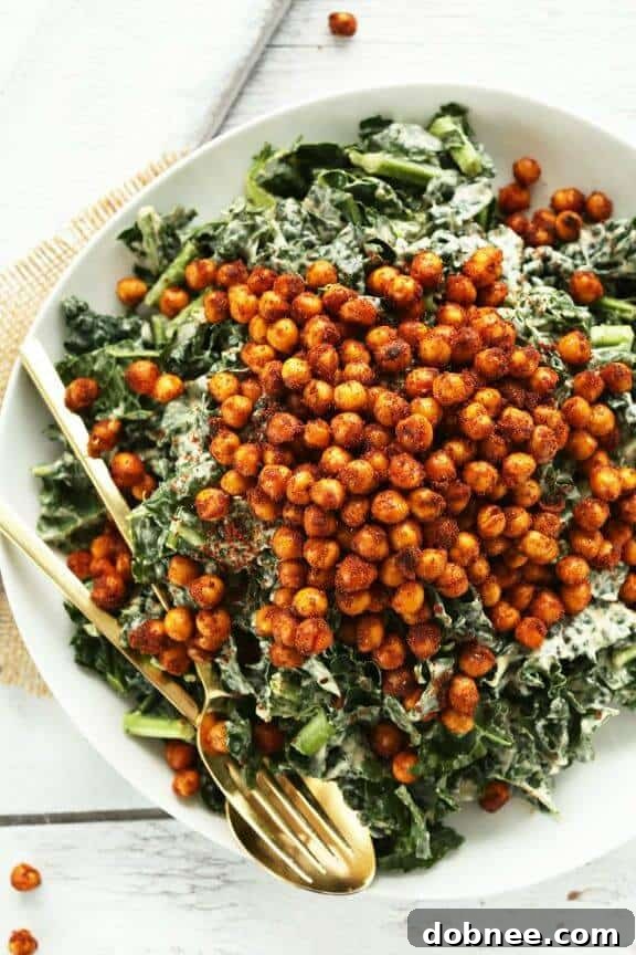 Garlicky Kale Salad with Crispy Chickpeas | minimalistbaker.com