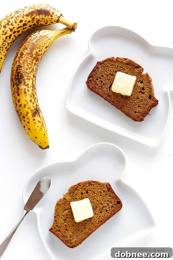 This banana bread recipe is naturally-sweetened with maple syrup, easy to make, and SO moist and delicious, using white whole wheat flour for a healthier twist | gimmesomeoven.com