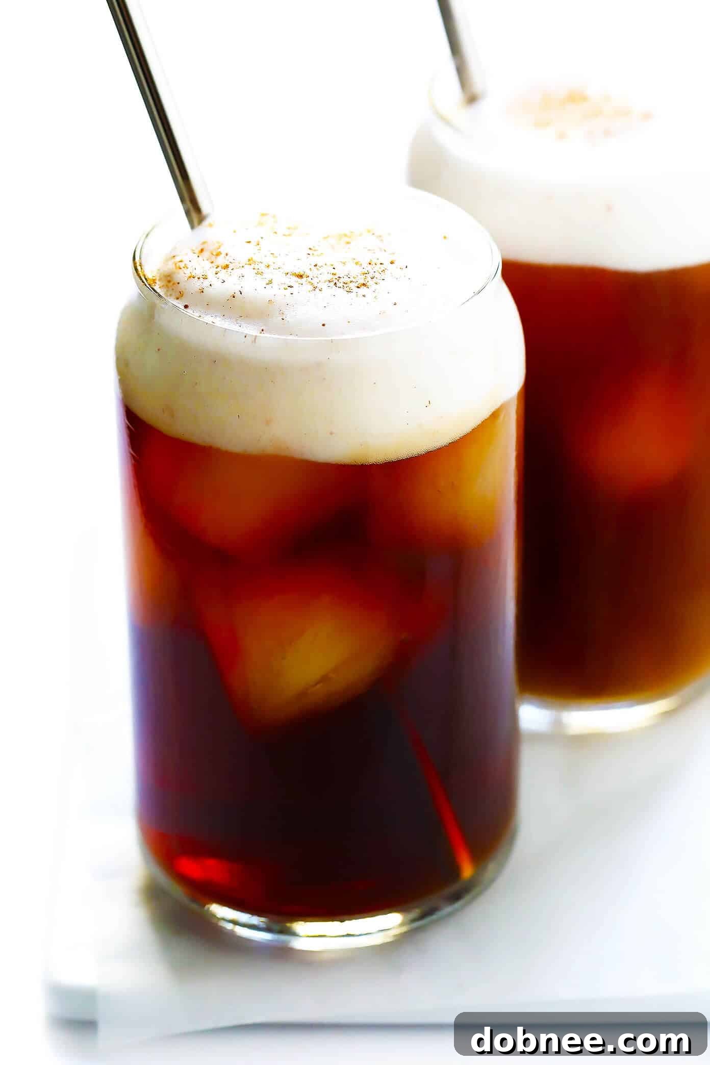 Homemade Pumpkin Cream Cold Brew Coffee with Pumpkin Foam