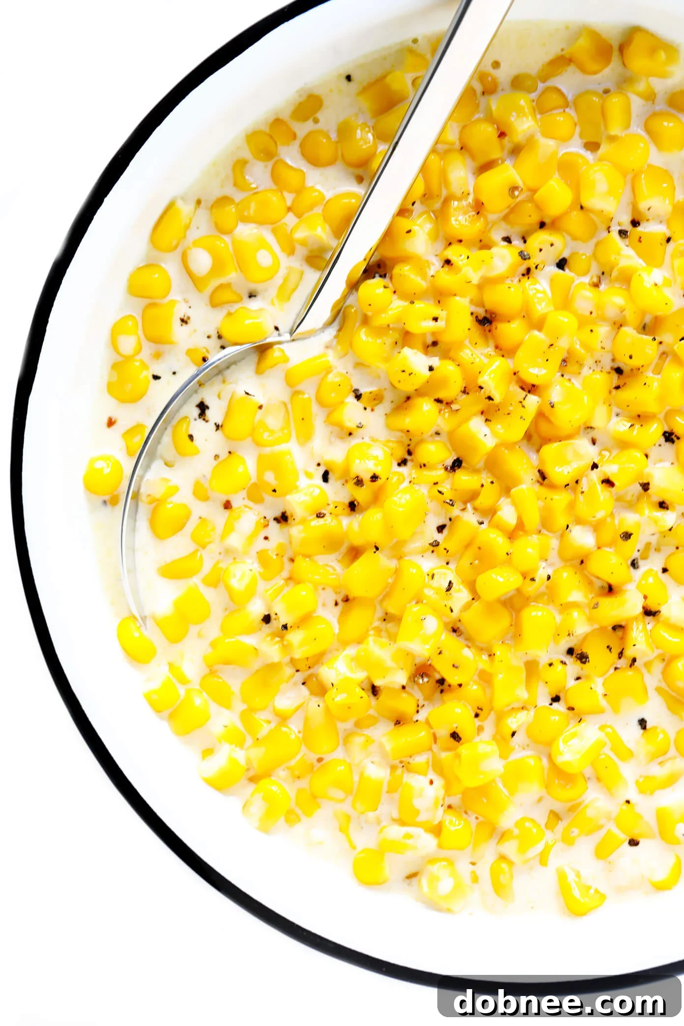 Crock Pot Creamed Corn ready to be served