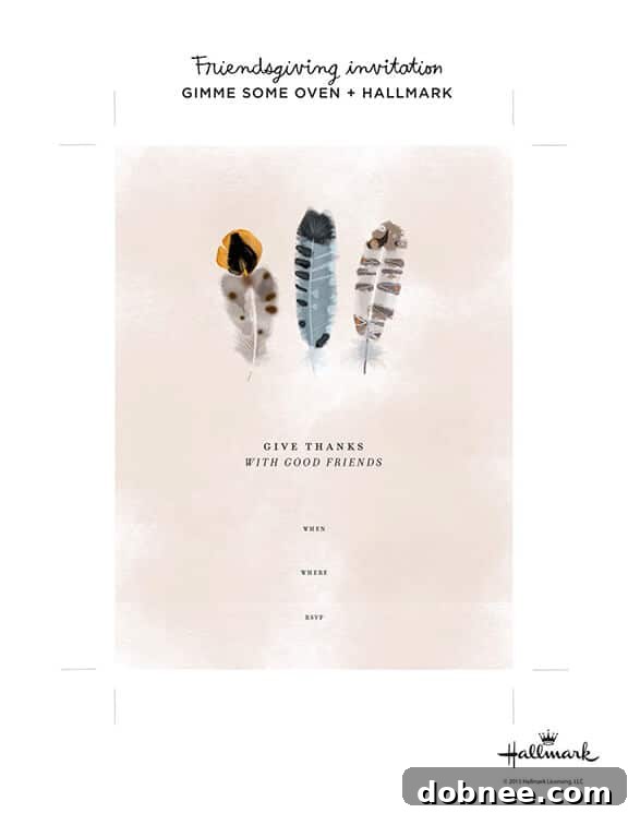 Downloadable Friendsgiving invitation Gimme Some Oven and Hallmark cards