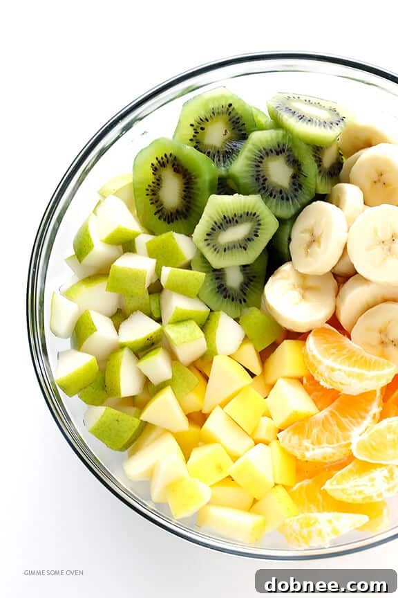 Close-up of Fresh Winter Fruit Salad ingredients