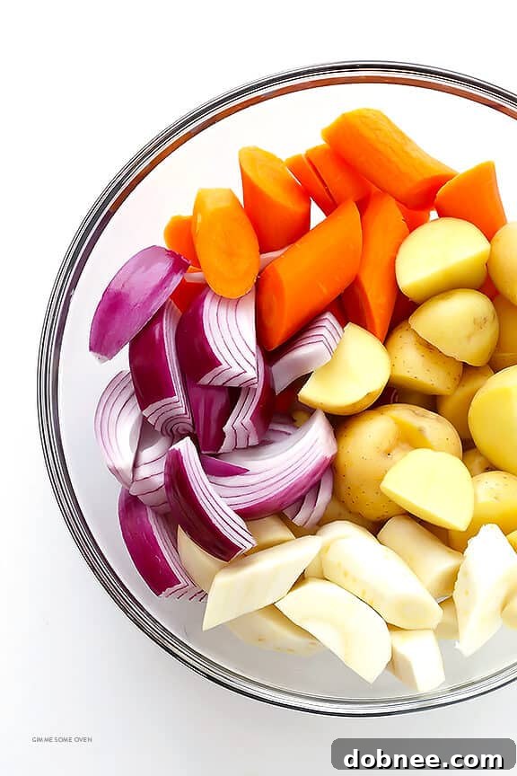Close-up of perfectly roasted root vegetables seasoned with the secret ingredient