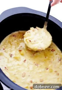 Slow Cooker Potato Soup with bacon and chives
