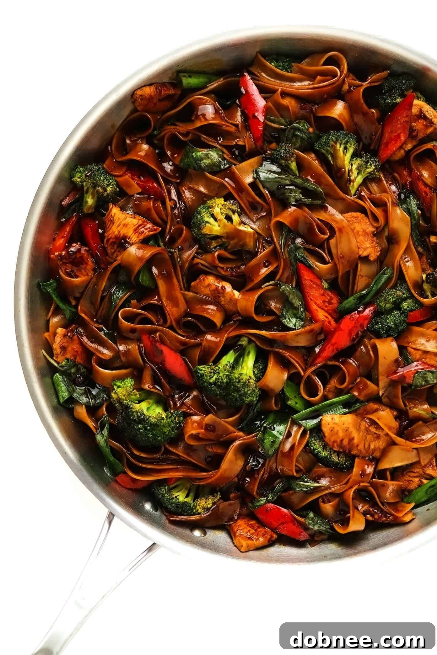 Thai Drunken Noodles (Pad Kee Mao) in Saute Pan