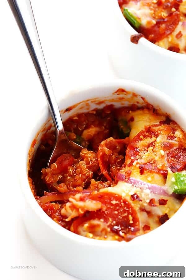 A vibrant selection of Quinoa Pizza Bowls with various toppings, showcasing their customizable nature.