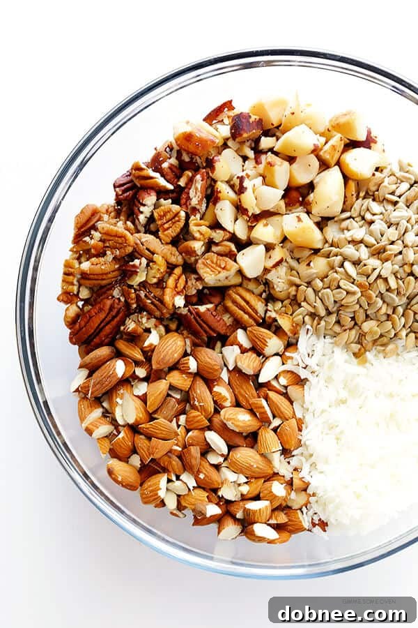 Grain-free granola ingredients ready for mixing