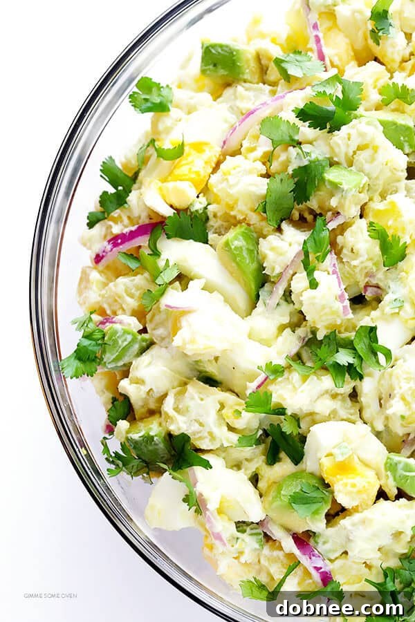 Avocado Potato Salad -- beautifully mixed and ready to serve, a truly irresistible side dish. | dobnee.com