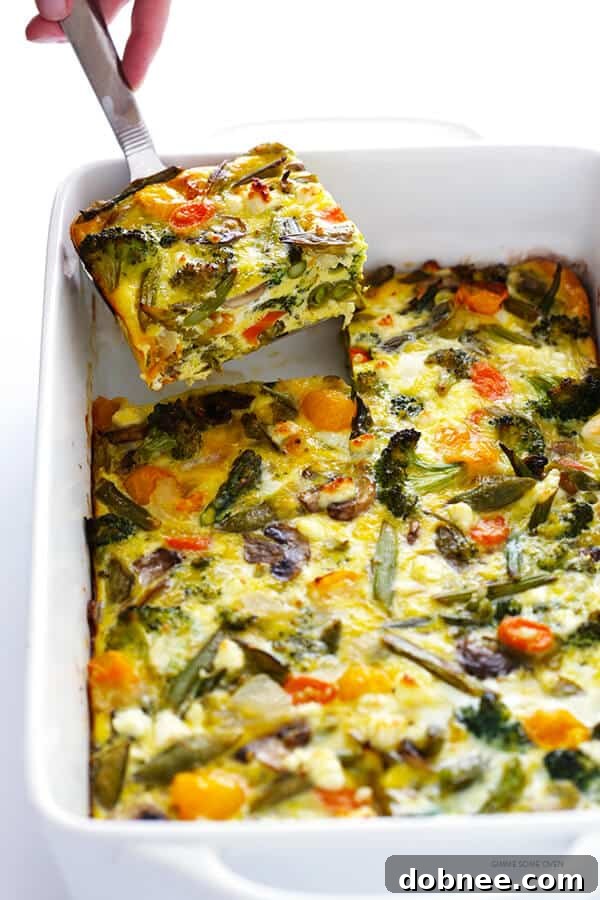 Spring Vegetable Egg Casserole -- easy to make ahead with your favorite veggies, and so delicious! | gimmesomeoven.com