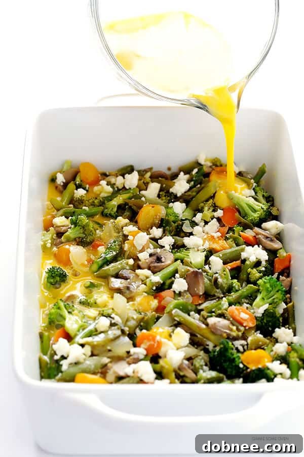 Spring Vegetable Egg Casserole -- easy to make ahead with your favorite veggies, and so delicious! | gimmesomeoven.com