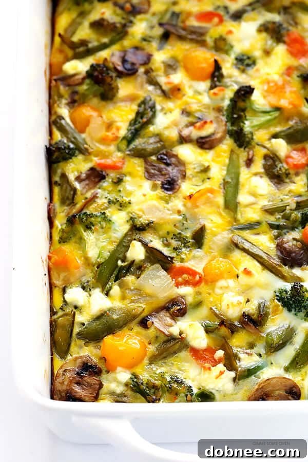 Spring Vegetable Egg Casserole -- easy to make ahead with your favorite veggies, and so delicious! | gimmesomeoven.com