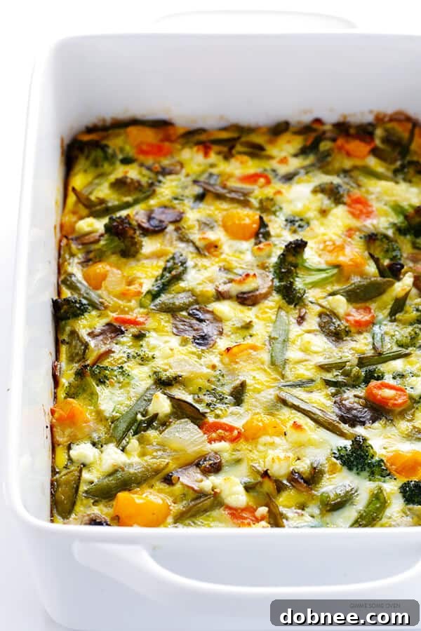Spring Vegetable Breakfast Casserole -- easy to make ahead with your favorite veggies, and so delicious! | gimmesomeoven.com