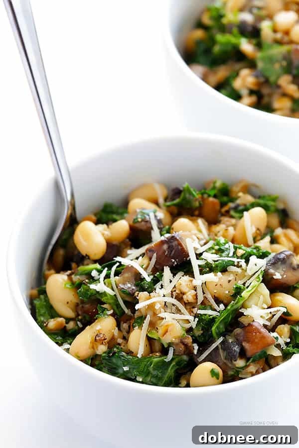 Sautéing mushrooms, garlic, and shallots for the creamy farro recipe, a step towards a flavorful dish.