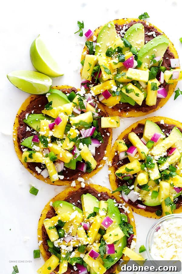 Delicious 10-Minute Pineapple Black Bean Tostadas - A quick and easy vegetarian dinner or snack idea!