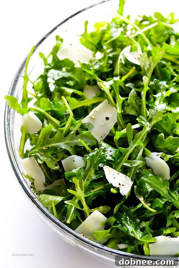 Fresh 5-Ingredient Arugula Salad with Parmesan, Lemon, and Olive Oil – a quick, healthy, and incredibly flavorful side or main dish.