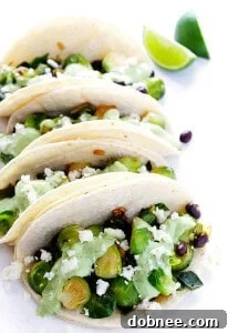 Brussels Sprouts Tacos with Creamy Avocado Sauce