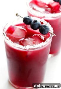 Freshly prepared Blueberry Margaritas
