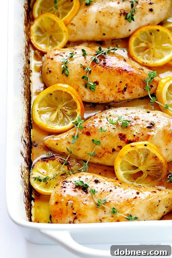 Zesty Lemon Roasted Chicken 6 Perfectly golden-brown baked lemon chicken breasts fresh from the oven