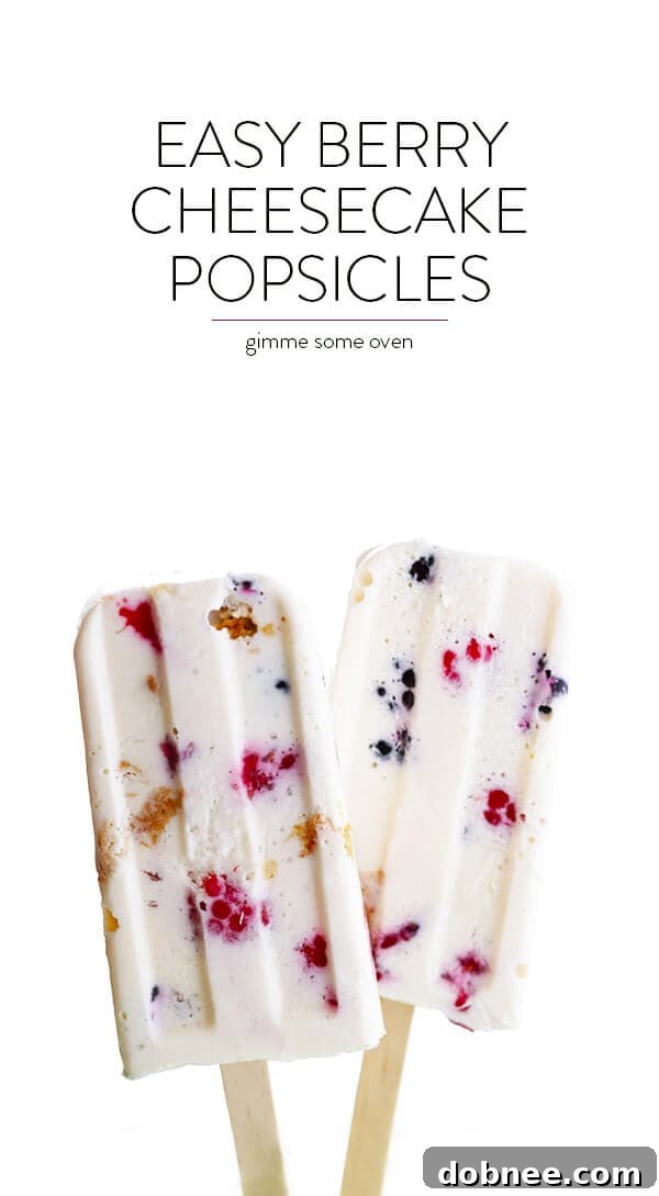 Delicious and easy Berry Cheesecake Popsicles, a perfect creamy and fruity frozen dessert for summer, made with Almond Breeze Almondmilk.
