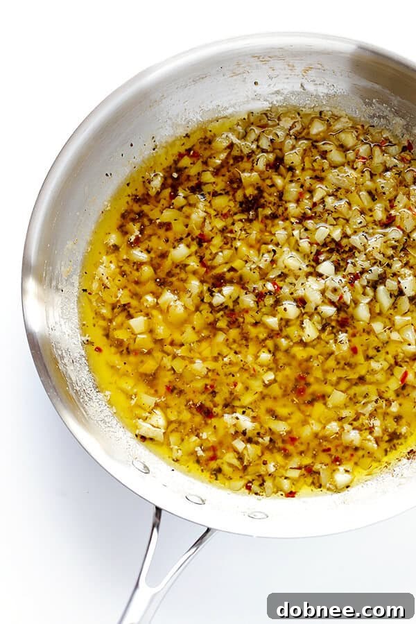 Garlic Lovers' Spaghetti ingredients and preparation for a savory buttery sauce.