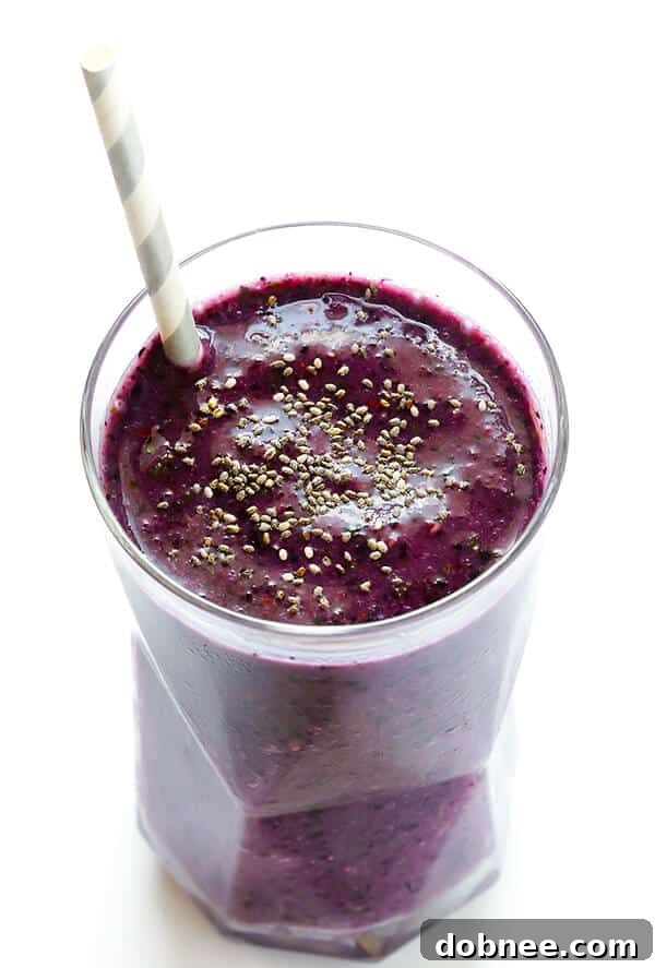 Vibrant Blueberry Kale Blend 5 This Blueberry Kale Smoothie recipe is quick and easy to make, it's full of good-for-you ingredients, and it tastes so sweet and delicious! (Vegan, Vegetarian, Gluten-Free) | gimmesomeoven.com