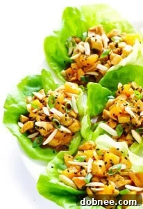 Orange Chicken Lettuce Wraps with sweet and savory sauce