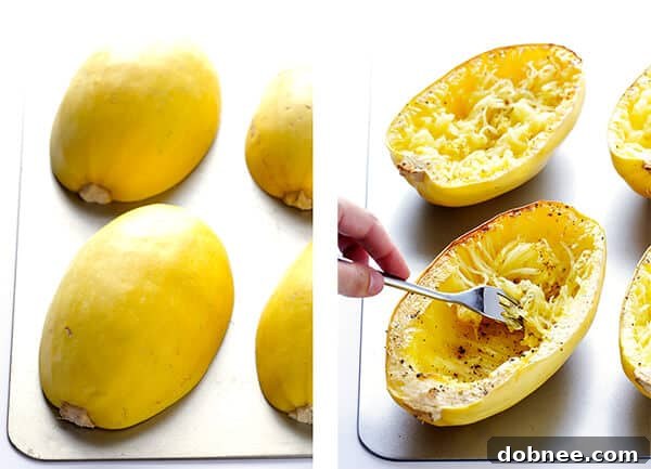 Pizza Night, Squash Style 4 Spaghetti squash halves ready for roasting, seasoned with olive oil, salt, and pepper