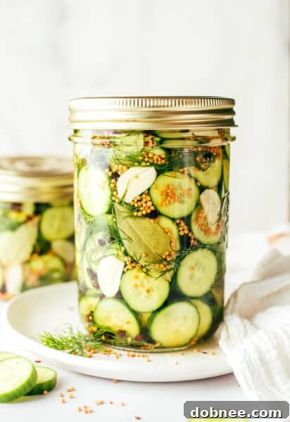 A jar of easy homemade refrigerator pickles