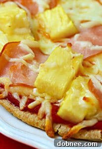 Crispy Hawaiian Pita Pizza with pineapple and Canadian bacon