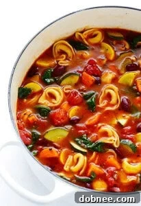 Delicious Tortellini Minestrone soup, a hearty and comforting meal filled with vegetables and cheesy pasta, perfect for any season.