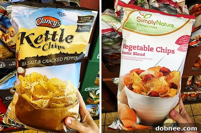 Aldi Chips 1 - A delicious selection of ALDI's crispy and flavorful potato and vegetable chips.