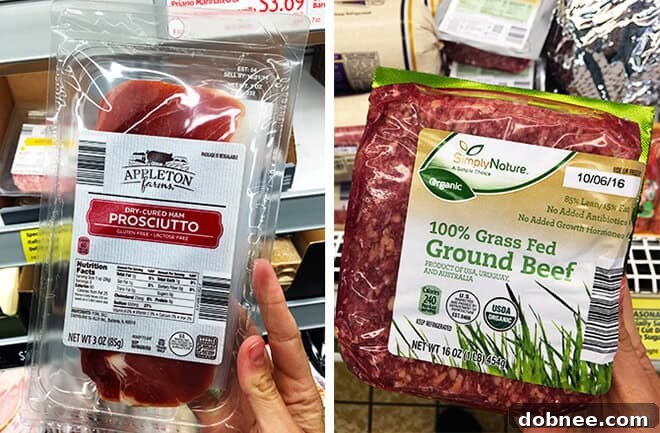 ALDI Organic Ground Beef and Prosciutto - Organic 100% grass-fed ground beef and Italian-style deli meats from ALDI.