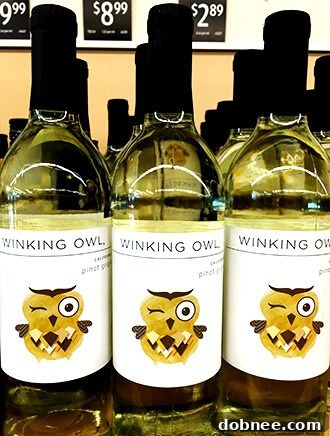 Winking Owl Wine Aldi - A bottle of ALDI's famous Winking Owl Pinot Grigio wine.