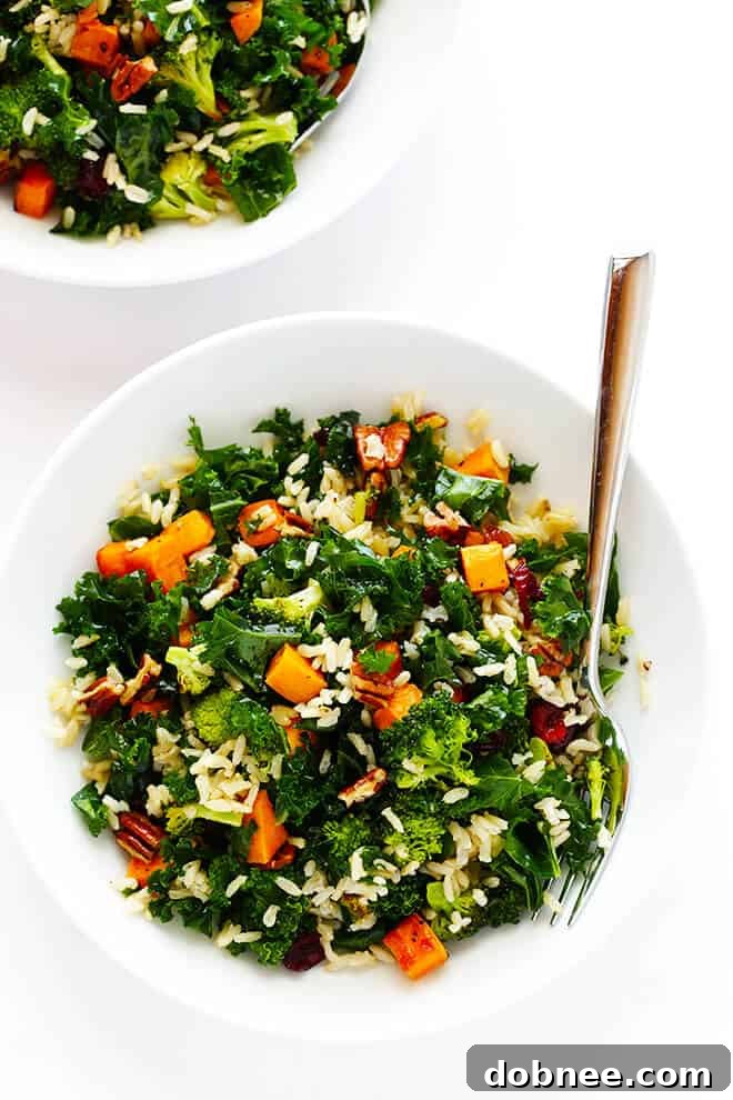 Finished Autumn Kale Salad ready to be served.