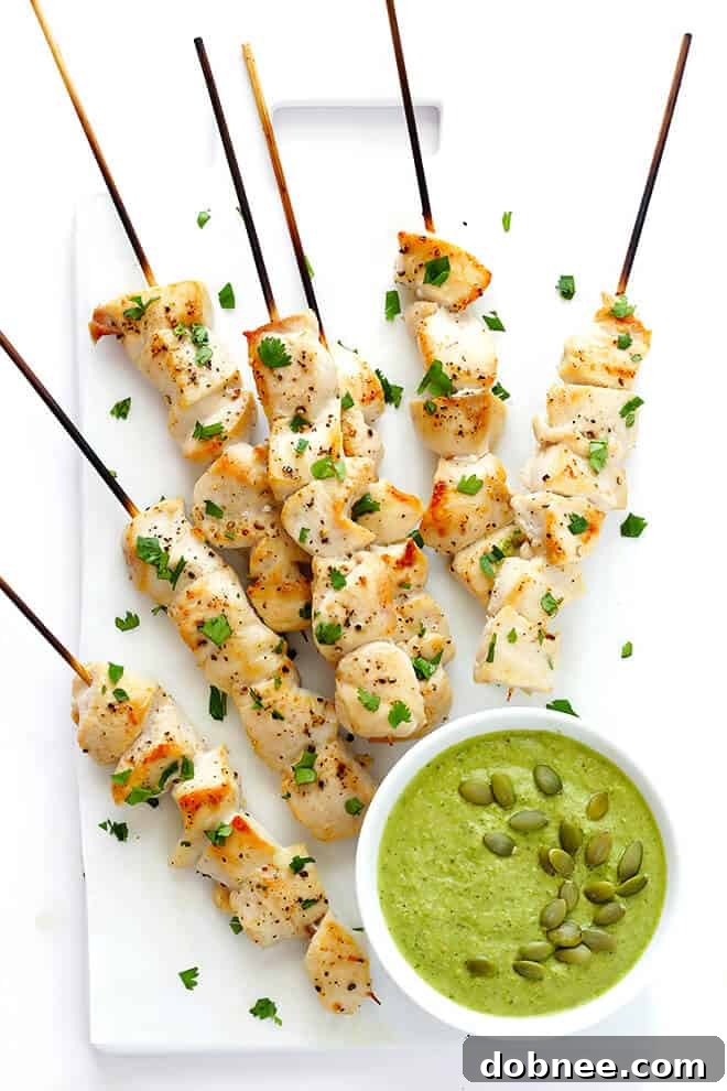 Chicken with Pumpkin Seed Sauce -- made with a yummy pepitas-tomatillo dipping sauce that is easy to make and full of the BEST flavors! | gimmesomeoven.com