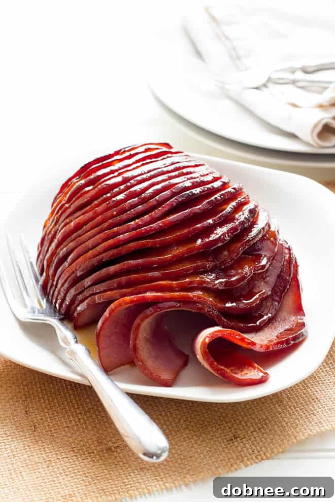 Slow Cooker Honey-Glazed Ham, a delicious and easy holiday main dish.