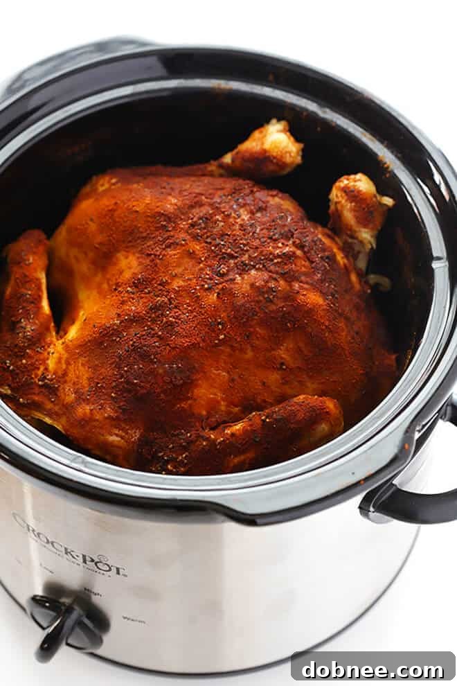 Slow Cooker "Rotisserie" Chicken, a flavorful alternative for your holiday meal.