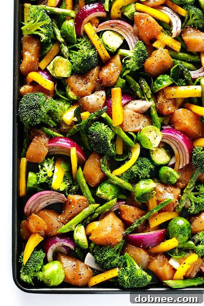 Sheet Pan Chicken Stir Fry featuring perfectly diced onions