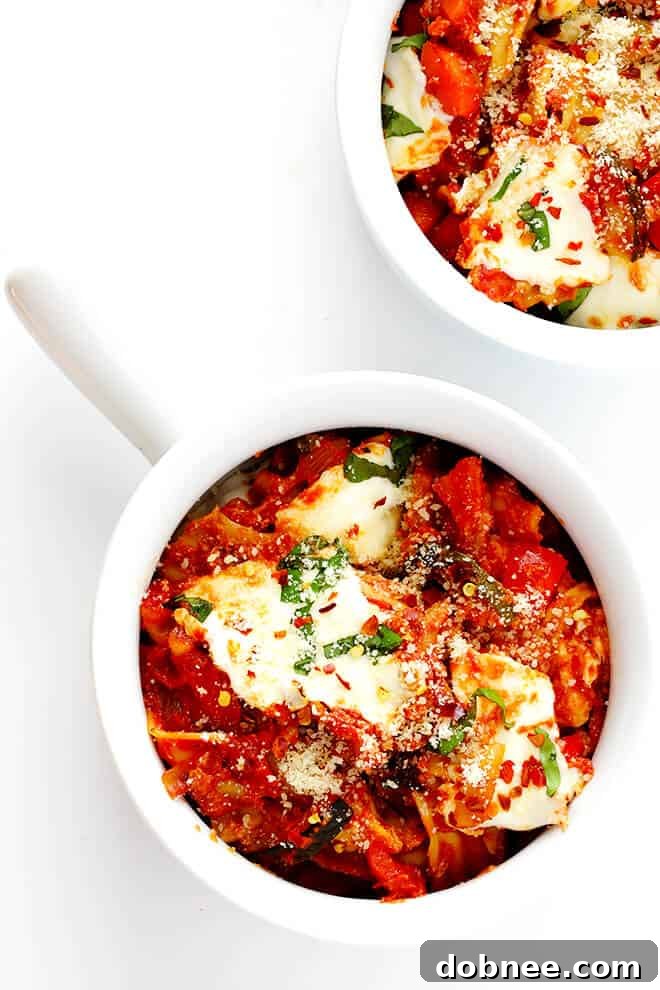 Enjoy a hearty and wholesome meal with this quick and easy Skillet Veggie Lasagna.